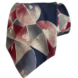 Pierre Cardin Men’s Navy Abstract Geometric Silk Tie Vintage 80’s 90’s